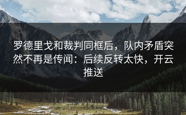 罗德里戈和裁判同框后，队内矛盾突然不再是传闻：后续反转太快，开云推送